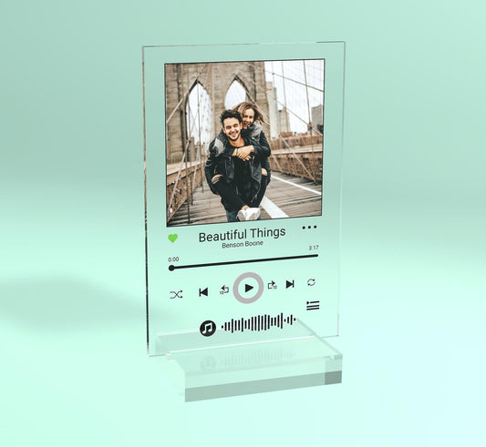 Personalised Music Plaque - Acrylic Plaque Song Code Last Minute Gift Couple Photo Gift Best Friend Gift Song Plaque