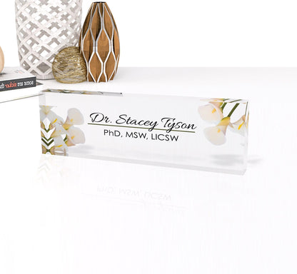 Personalized Acrylic Name Plate Desk Sign Plaque Customized Acrylic Plate Gift for Teacher Co-workers