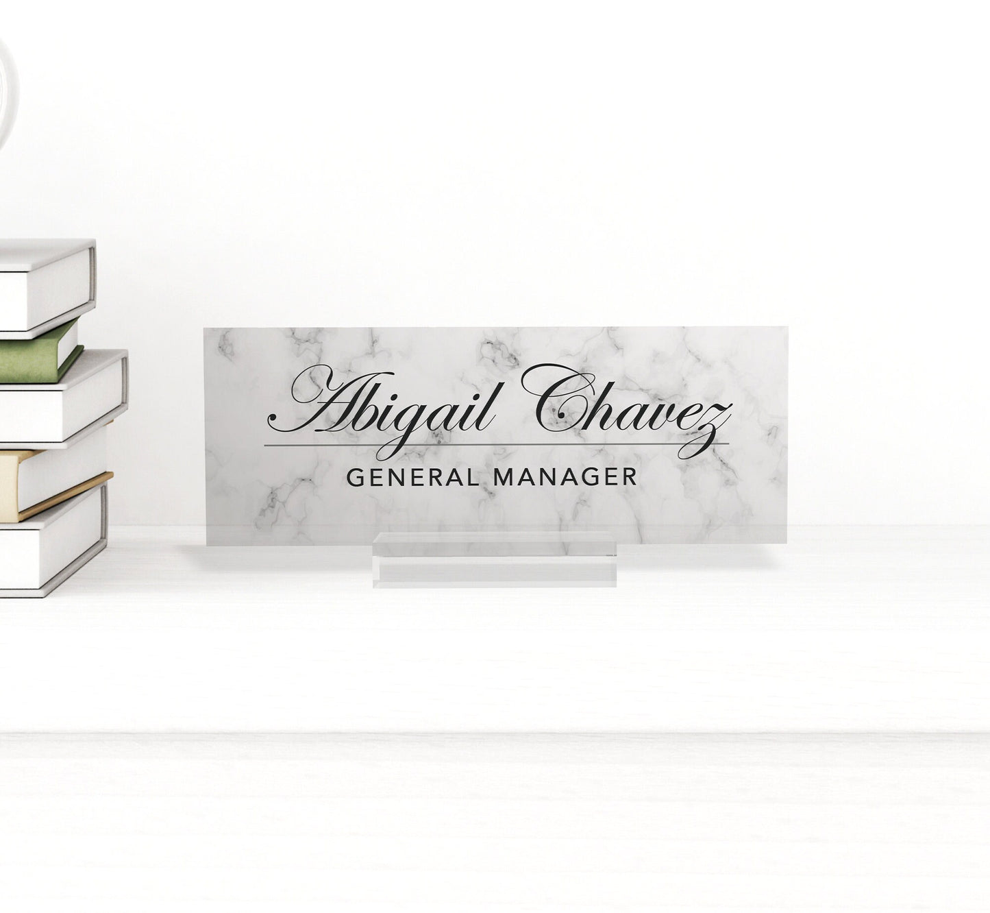 White Marble desk name plate custom personalized desk sign, office gift, office sign desk accessories name plaque