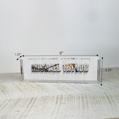 Desk Plaque, Acrylic Name Plate Desk, Teacher Name Plate, Personalized 3D Name Sign Acrylic Plaque, Office Decor, White background 3D Rock