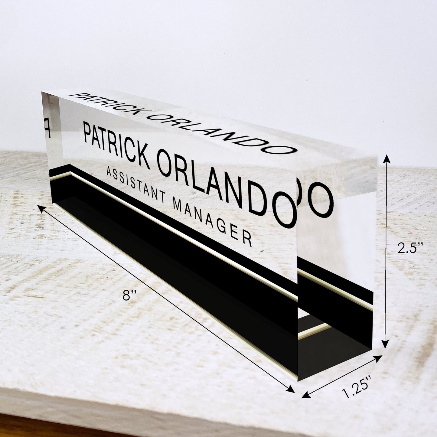 Artblox Personalized Office Name Plate For Desk | Black Stripe Design On Clear Acrylic Glass | Cute Office Desk Accessories Customized Gifts