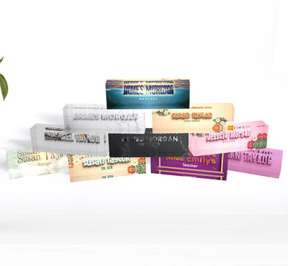 3D Personalized Acrylic Name Plate Desk Sign Plaque Customized Acrylic Plate Gift for Teacher Co-workers Spring Floral