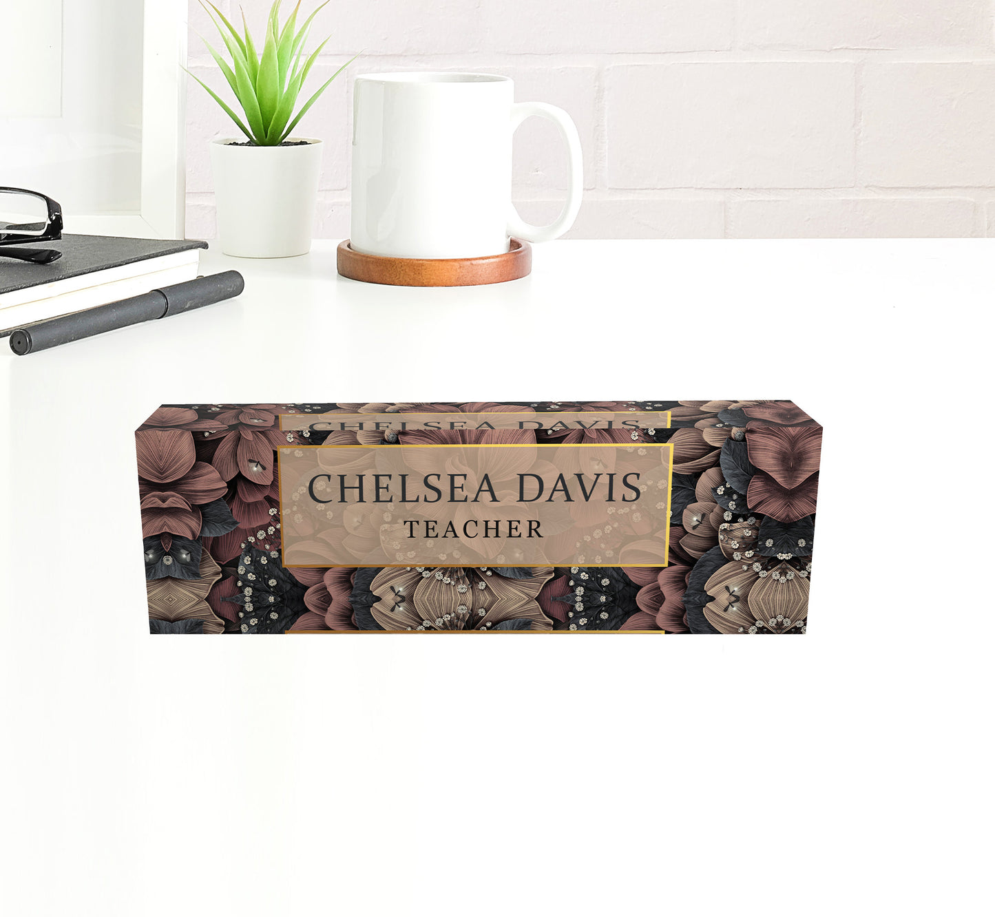 Customized Clear Acrylic Thick 8x2.5" - Desk Name Plate Block - Professional Office Decor - Gift for Teacher Co-workers