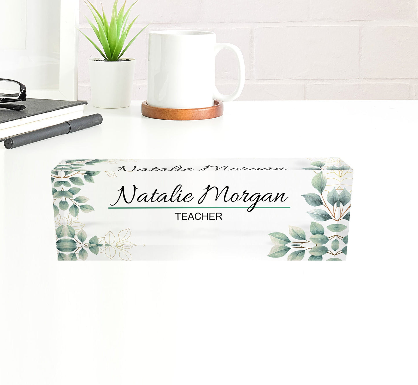 ARTBLOX | Customized Clear Acrylic Thick 8x2.5" - Desk Name Plate Block with Personalized  - Professional Office Decor - Gift for Teacher