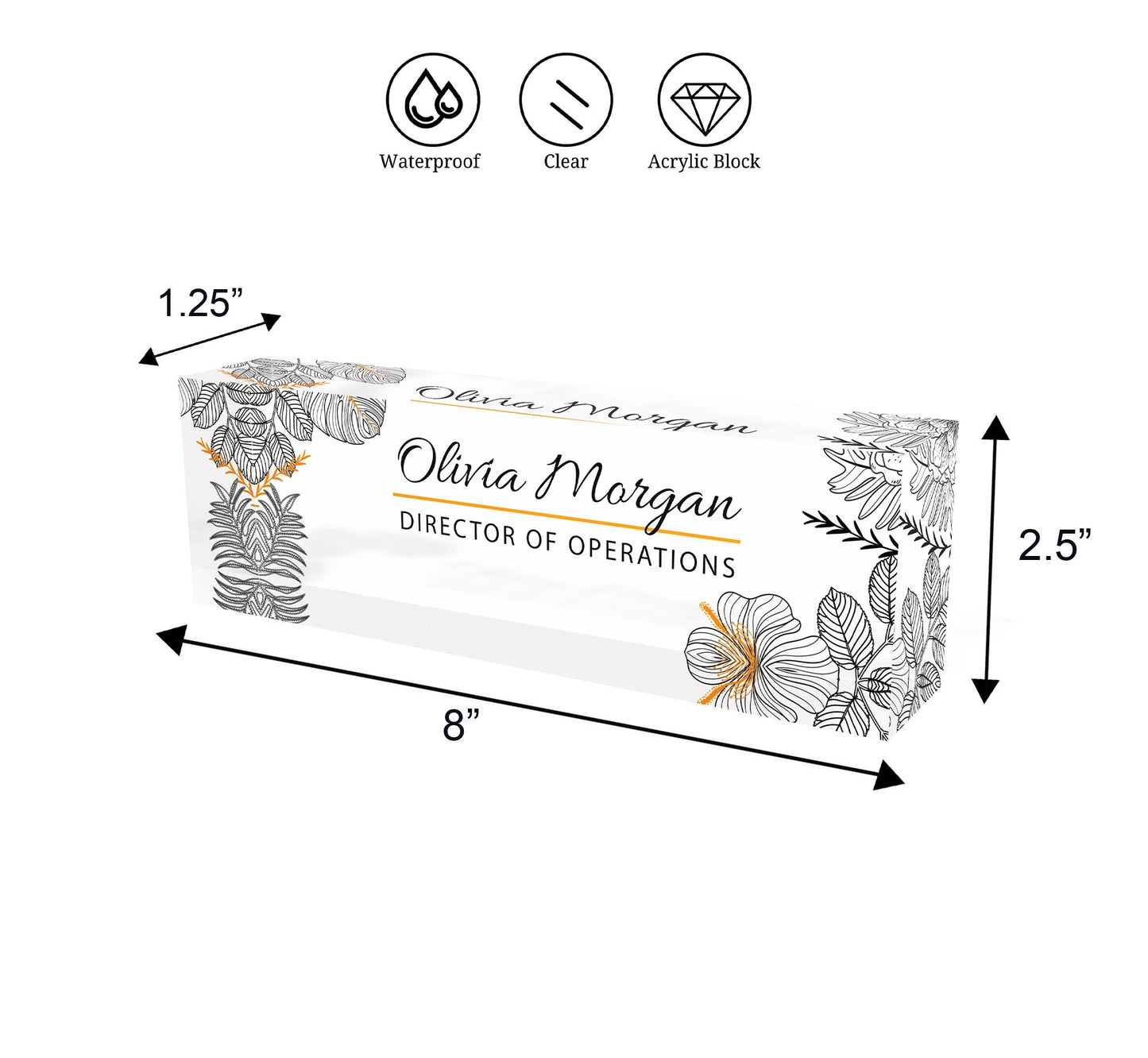 ARTBLOX | Personalized Flower Name Plate for Desk Custom Office Decor Nameplate Sign Office Desk Name Plate Teacher Gift , for woman for man