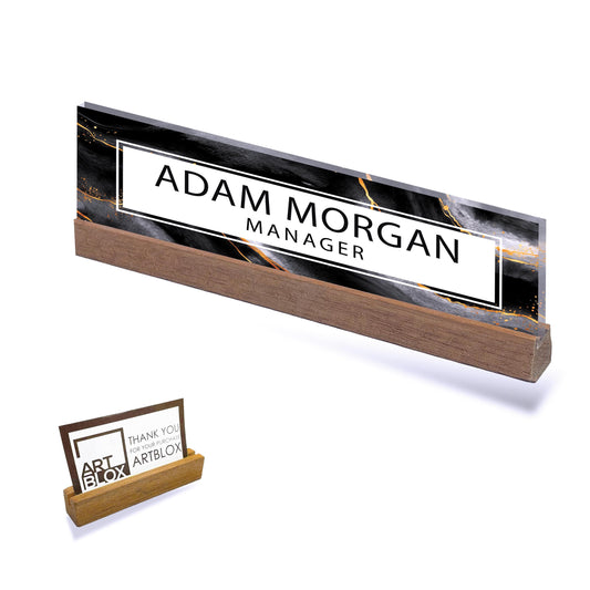 Customized Clear Acrylic Thick 8x2.5" - Desk Name Plate Block with Personalized Logo - Professional Office Decor - Gift for Teacher