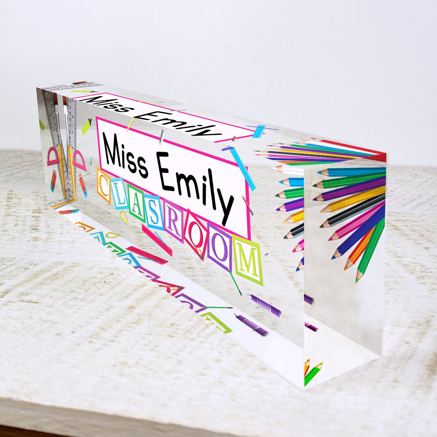 Personalized Desk Name Plate For Office Desk Gold Teacher Design On Acrylic Glass Cute Work Promotion Christmas Customized Gift Office Decor