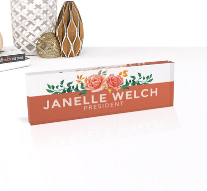Desk Name Plate, Acrylic Name Plate, custom engraved office sign, personalized desk name plate plaque 0.750" thick