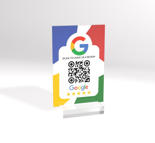 Please Leave Us A Review — Custom QR Code Acrylic Display, Easy Online Feedback, Acrylic Plaque with Clear Custom Stand, Restaurant Reviews