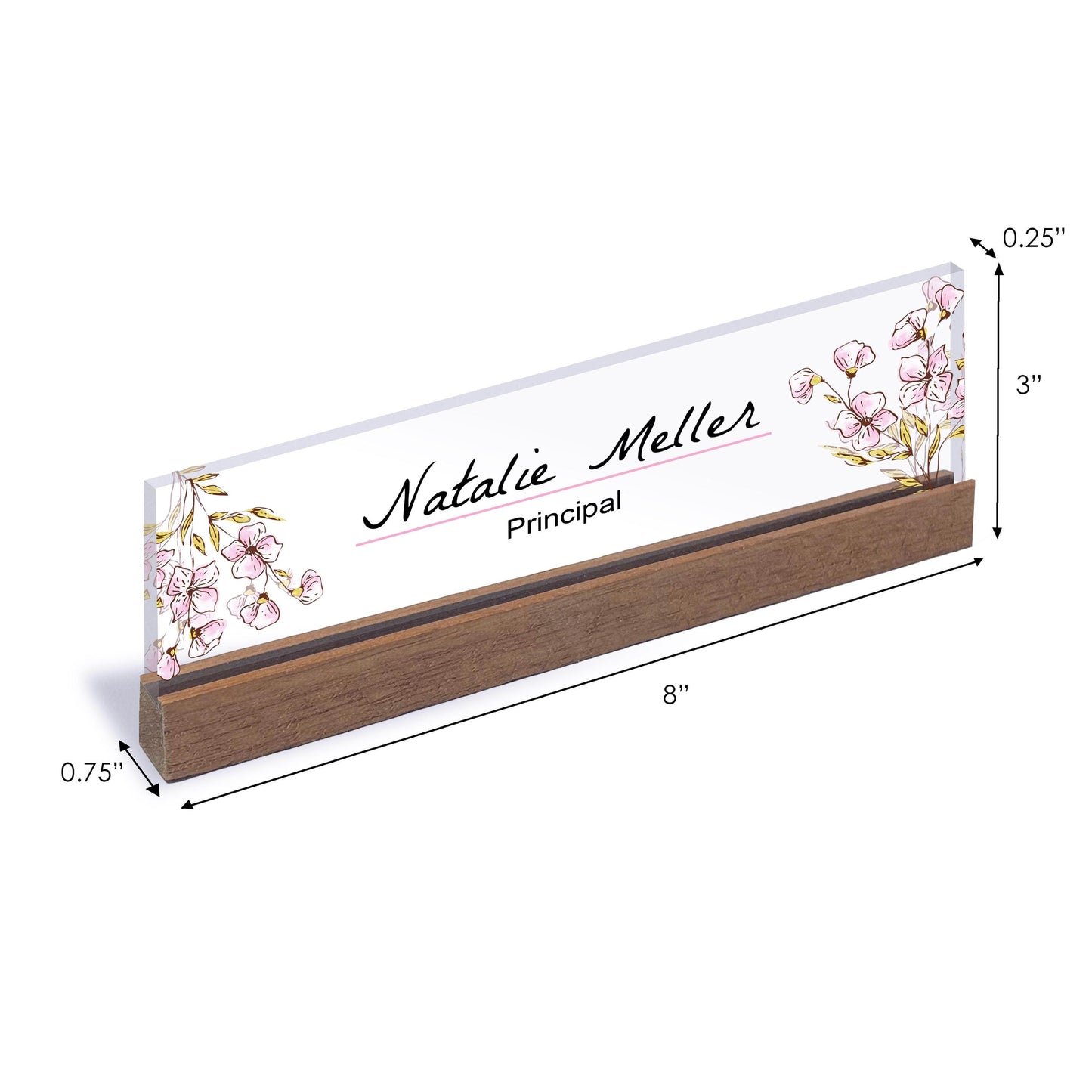 Personalized Floral Name Plate / Custom Floral Desk