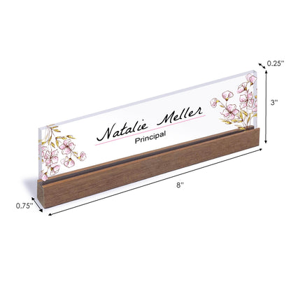 Personalized Floral Name Plate / Custom Floral Desk
