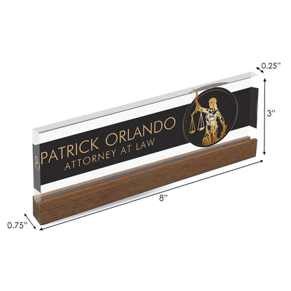 Artblox Office Desk Name Plate Personalized | Custom Door Name Plates | Lawyer Design On Clear Acrylic Glass | Office Desk Decor