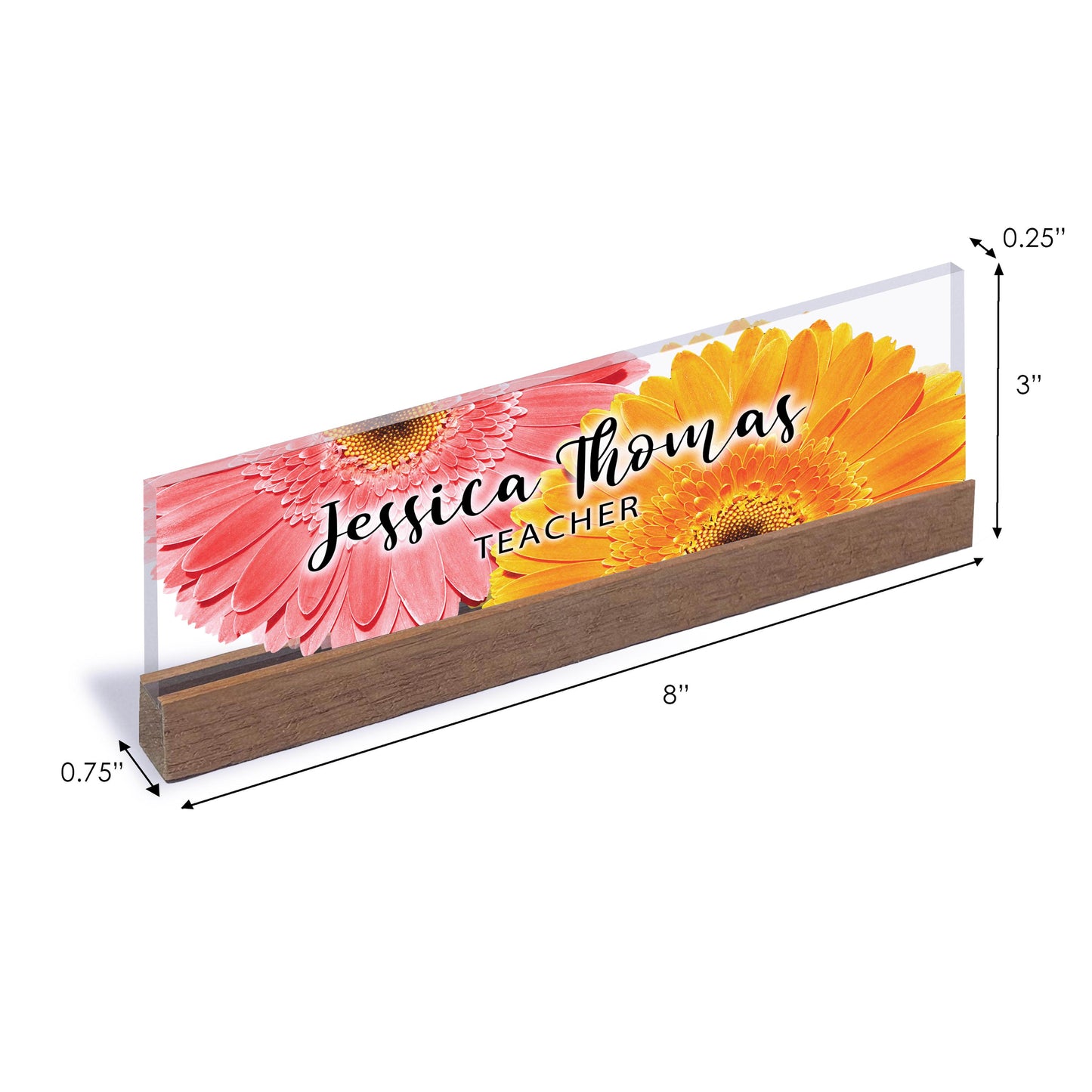 Floral Desk Name Plaque, Christmas Gift for Her, Personalized Name Sign, Name Plaque, Office Decor