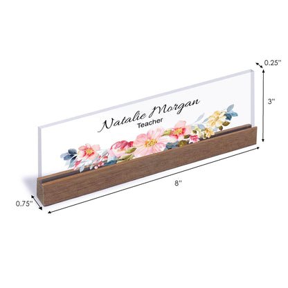 Personalized Luxury Desk Name Plate | Wooden Desk Nameplate with Pen and Cardholder, Custom Desk Name Plate, Office Sign, Desk Sign