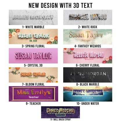 3D Personalized Acrylic Name Plate Desk Sign Plaque Customized Acrylic Plate Gift for Teacher Co-workers Spring Floral