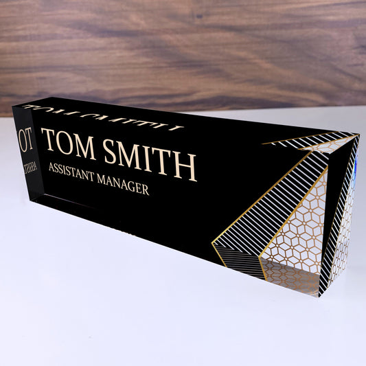 Personalized Desk Name Plate For Office Desk Abstract Design On Acrylic Glass Cute Work Promotion Christmas Customized Gifts Office Decor