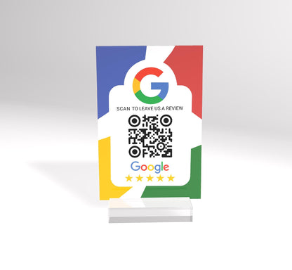 Please Leave Us A Review — Custom QR Code Acrylic Display, Easy Online Feedback, Acrylic Plaque with Clear Custom Stand, Restaurant Reviews