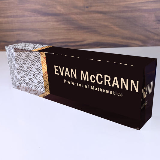 Personalized Name Plate for Desk | Elegant Design On Clear Acrylic Glass | Custom Office Decor Nameplate Sign | Personalized Gift