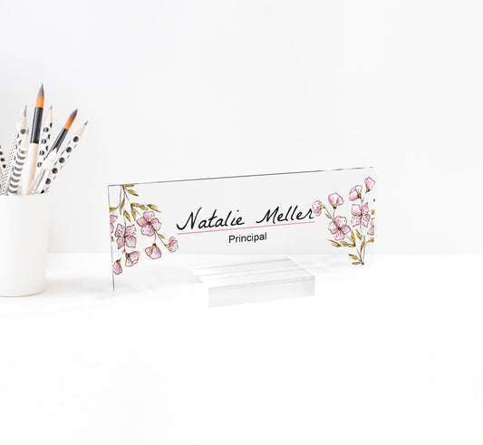 Artblox - Custom acrylic desk name plate sign || personalized photo boss teacher gift for her christmas office home desktop