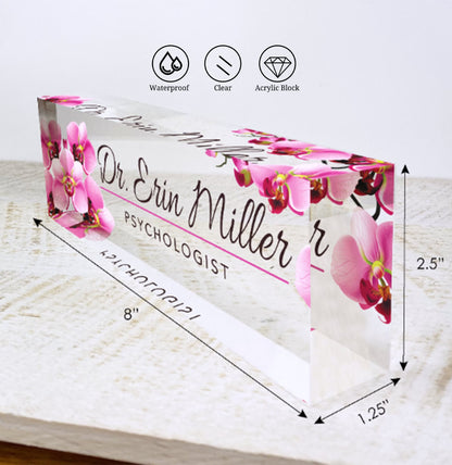 Custom Acrylic Desk Name Plate Elegant Office Decor for Women Professional Gift for Boss Christmas - White Solid Acrylic 1" Thick