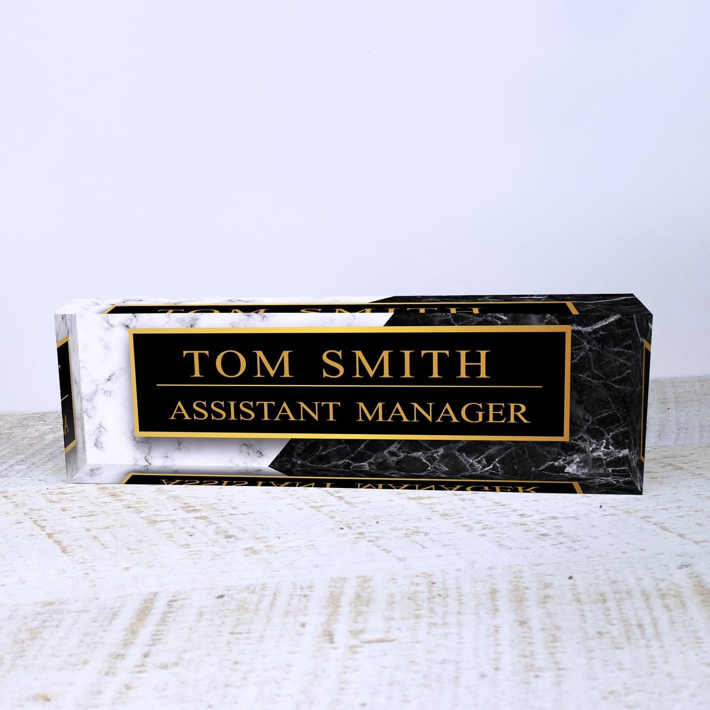 Personalized Desk Name Plate For Office Desk Marble Design On Acrylic Glass Cute Work Promotion Christmas Customized Gifts Office Decor