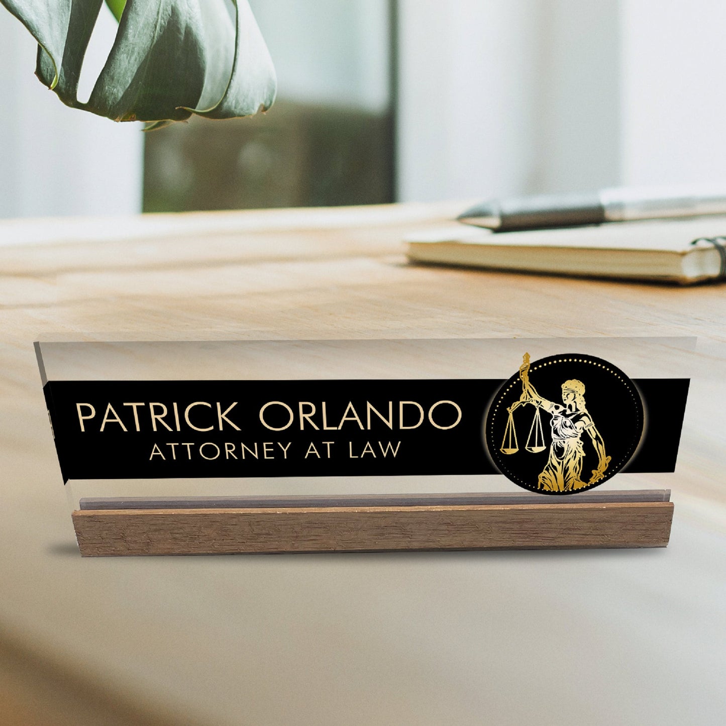 Artblox Office Desk Name Plate Personalized | Custom Door Name Plates | Lawyer Design On Clear Acrylic Glass | Office Desk Decor