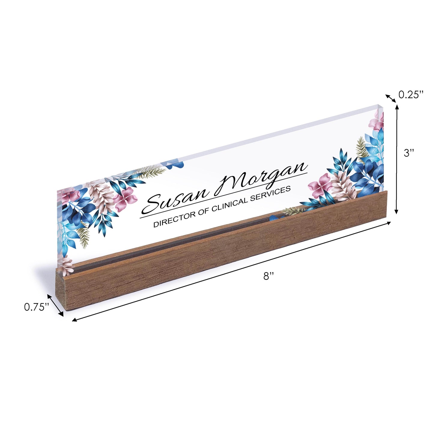 Custom Desk Name Plaque | Floral Desk Name Plate | Custom Name Sign | Office Decor | Back to School Gifts | Gift For Student Worker Teacher