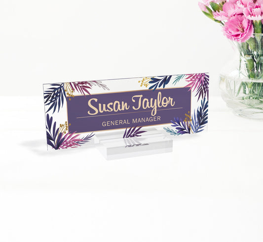 Custom name sign,office desk name plate,wood and acrylic sign,advencement gift,namensschild