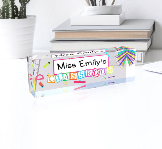 Custom Desk Name Plate | Personalized Acrylic Plaque Sign | Office Decoration | Gifts for Teacher