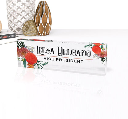 Name Plate for Desk, Acrylic Name Plaque, Personalized Sign with Name and Job Title, Promotion Gift, Coworkers Gifts 0.750" Thick