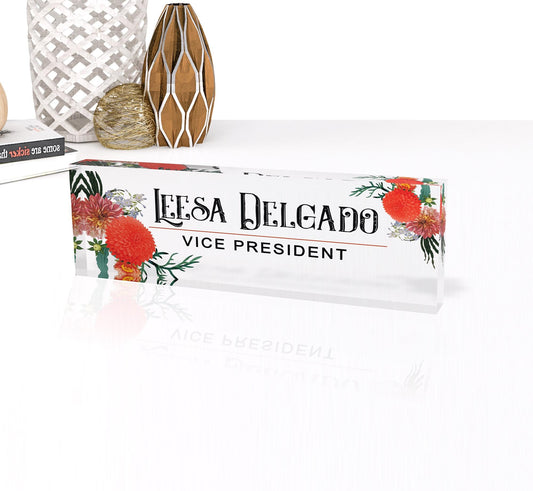 Name Plate for Desk, Acrylic Name Plaque, Personalized Sign with Name and Job Title, Promotion Gift, Coworkers Gifts 0.750" Thick