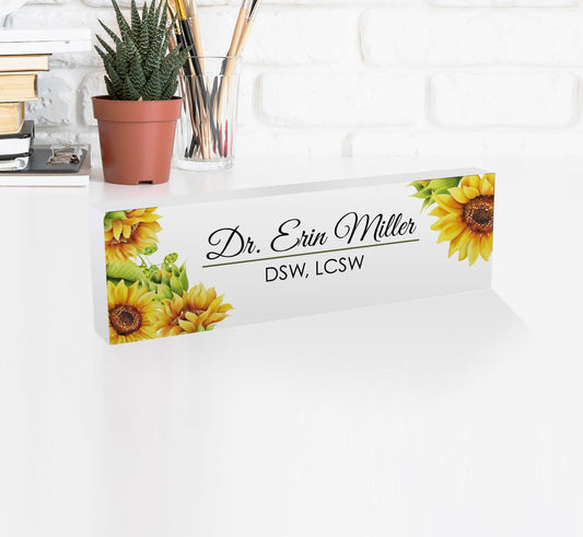 Desk Plaque, Acrylic Name Plate for Teacher Name Plate, Personalized Name Sign Acrylic Plaque Office Decor Custom Desk Name Plaque - White