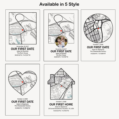 Personalized Valentines Day Gift For Boyfriend, Custom Map Location Gift, Our First Date Poster Wall Art, Gift For Him Her