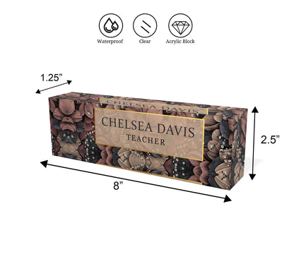 Customized Clear Acrylic Thick 8x2.5" - Desk Name Plate Block - Professional Office Decor - Gift for Teacher Co-workers