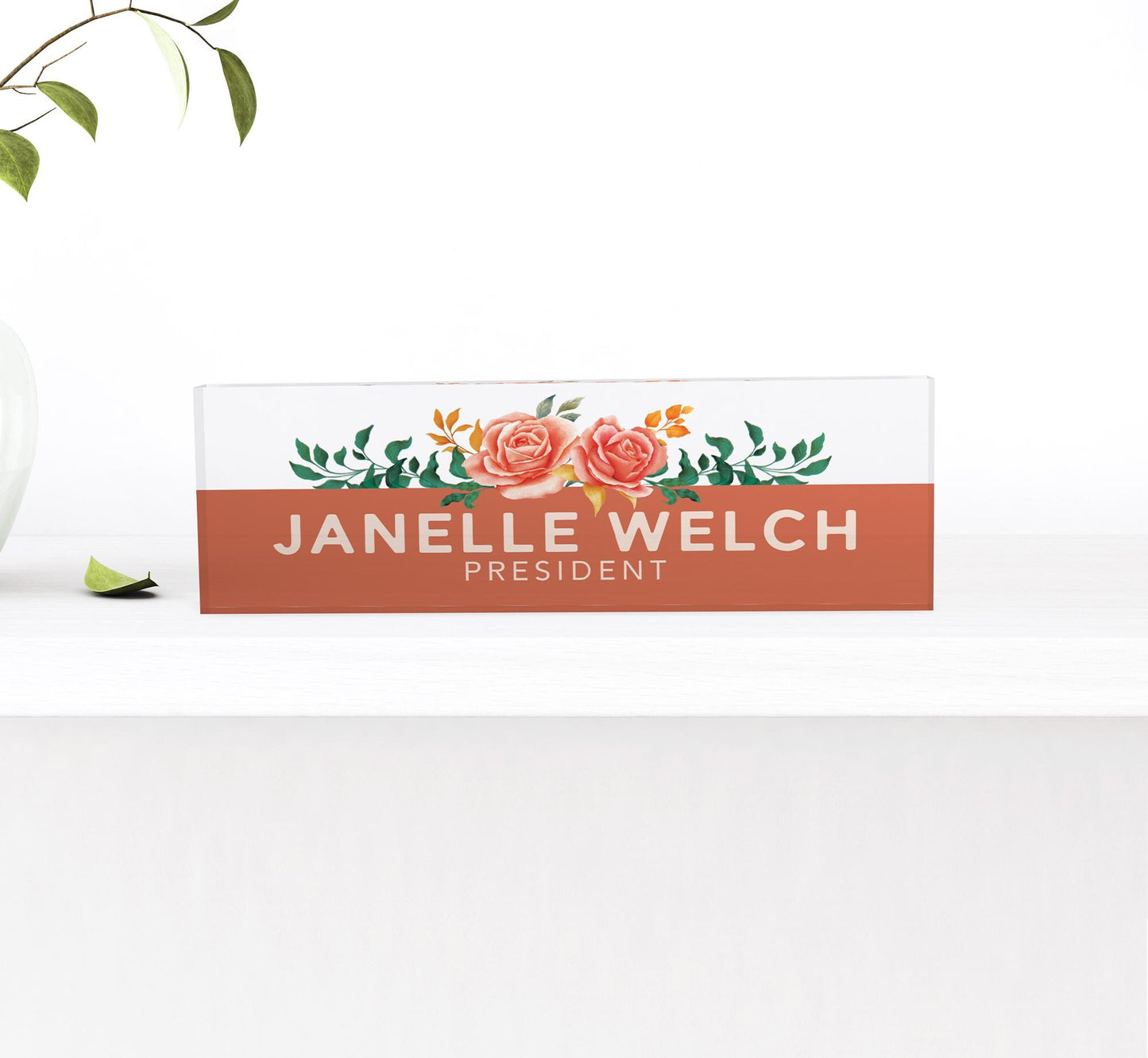 Desk Name Plate, Acrylic Name Plate, custom engraved office sign, personalized desk name plate plaque 0.750" thick