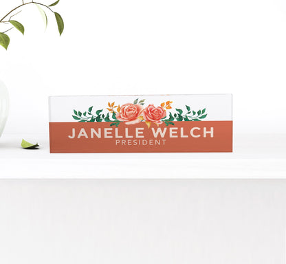 Desk Name Plate, Acrylic Name Plate, custom engraved office sign, personalized desk name plate plaque 0.750" thick