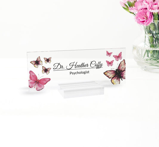 Desk name plate for teacher, principal, executive, custom company office gifts, personalized wooden sign for classroom or office personnel