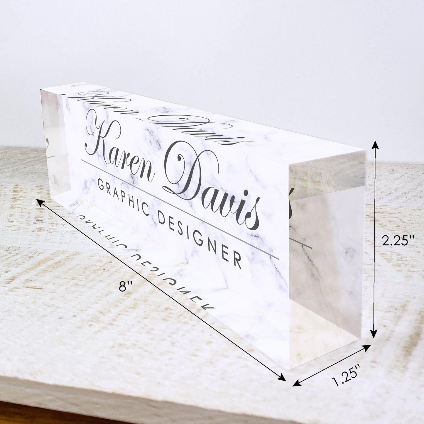 Personalized Desk Name Plate For Office Desk White Marble Design On Acrylic Glass Cute Work Promotion Christmas Customized Gift Office Decor