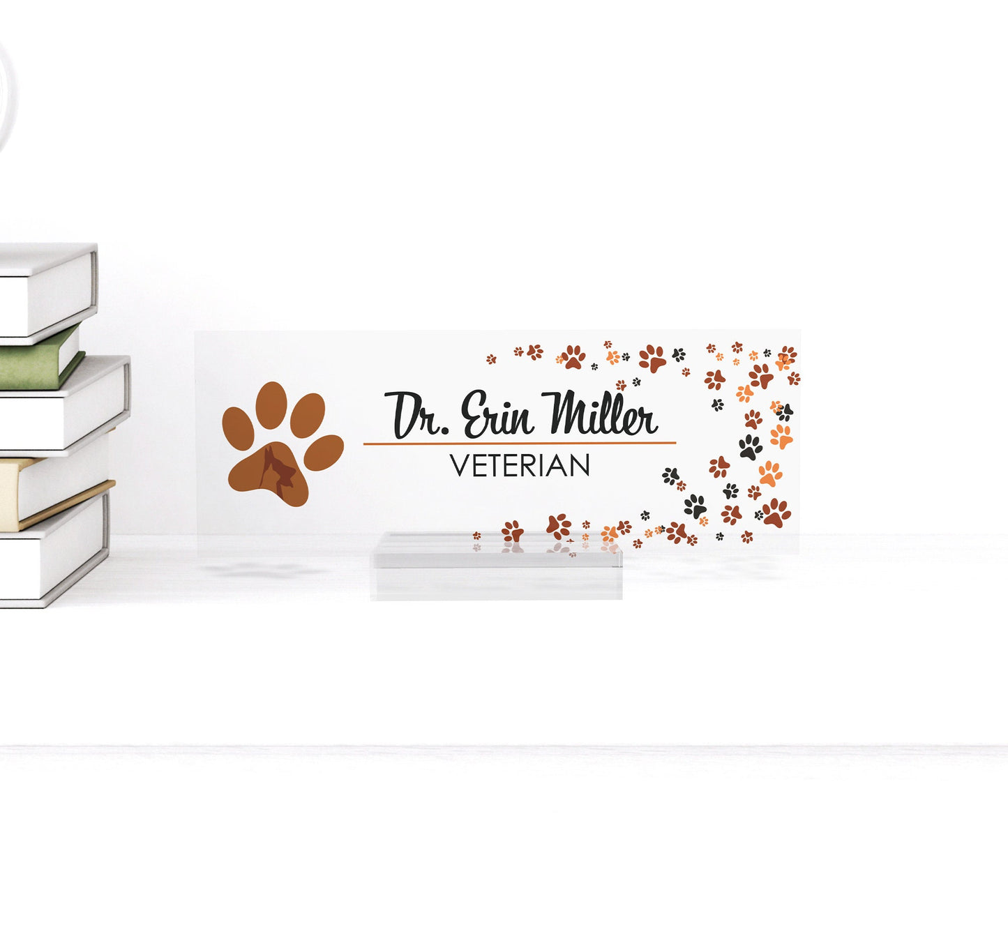 Personalized Veteran name plate for desk with wood stand | entrepreneur office decor | executive acrylic nameplate | teacher gift