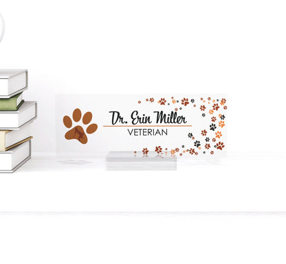 Personalized Veteran name plate for desk with wood stand | entrepreneur office decor | executive acrylic nameplate | teacher gift