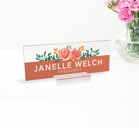 Modern desk name plate holder for office, name tag display stand for office and school