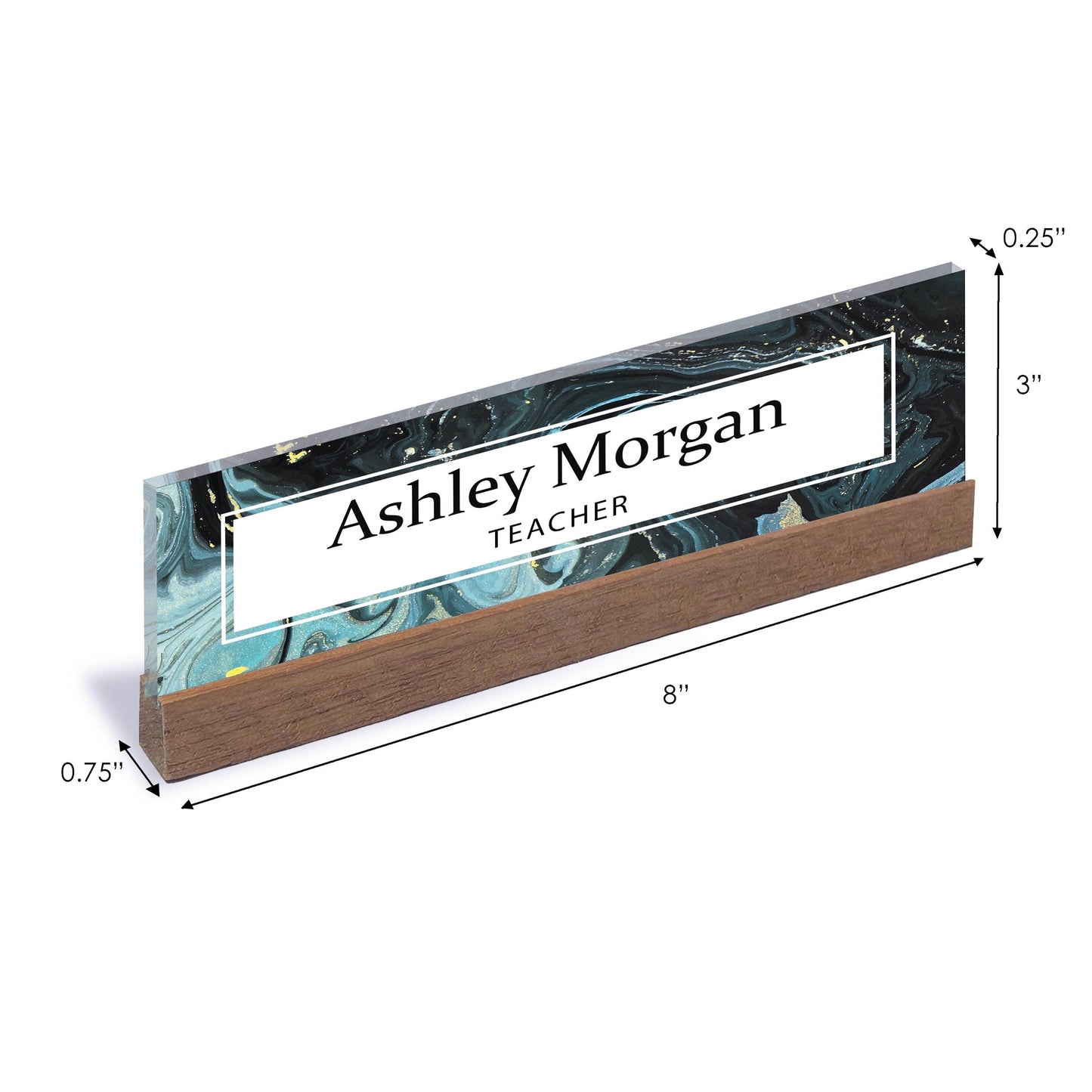 Personalized Name Plate for Desk with Wood Stand | Entrepreneur Office Decor | Executive Acrylic Nameplate | Teacher Gift | Custom Name Sign