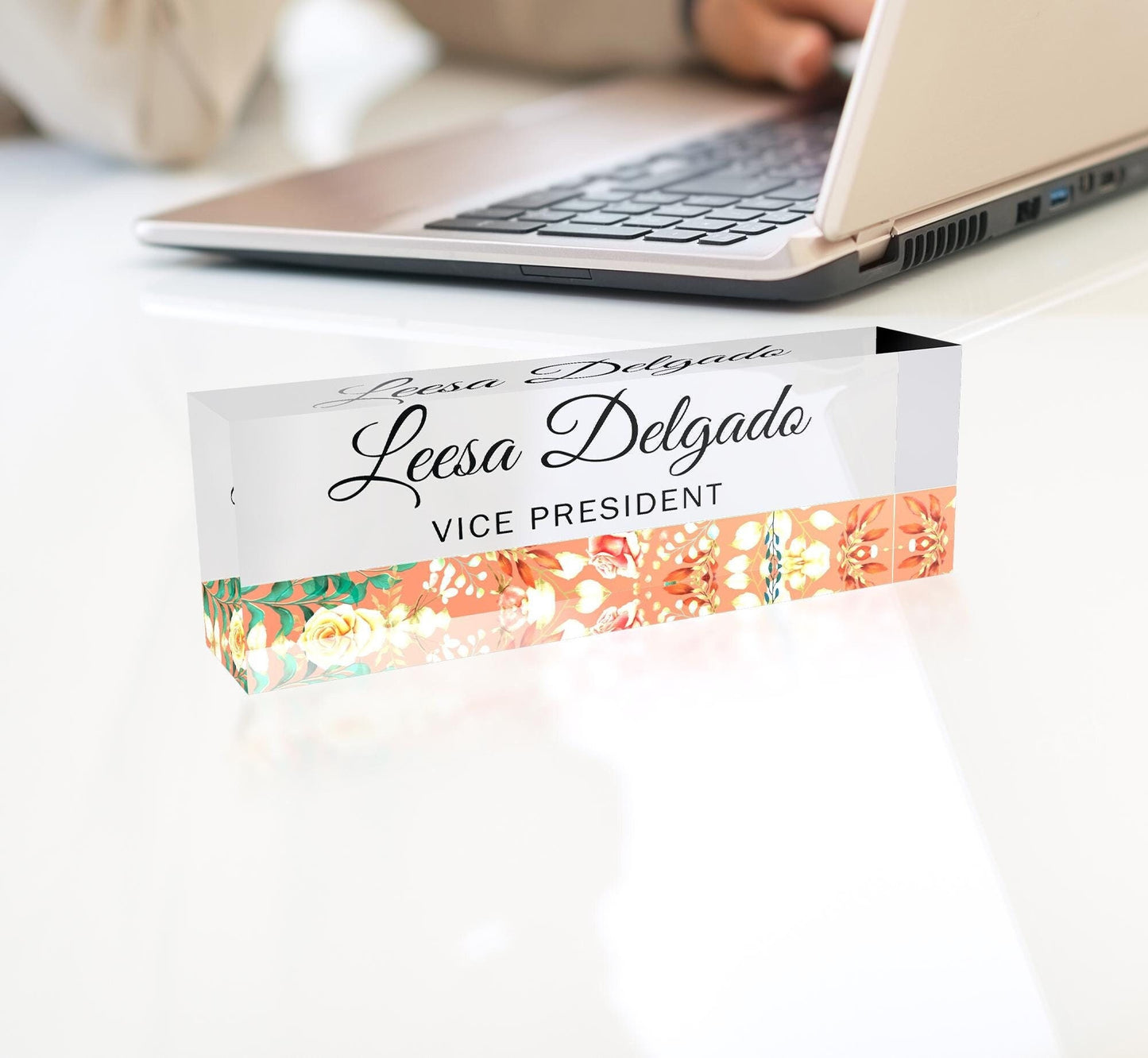 Custom Name Plates for Desk, Ideal Office Decoration for Men and Women, Clear Acrylic Desk Name Plate (8" x 2.5")