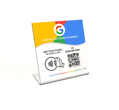 NFC Tag Google Review Stand - Digital Business Card to Boost Customer Reviews - Tap NFC & Scan QR code - Business sign holder review sign