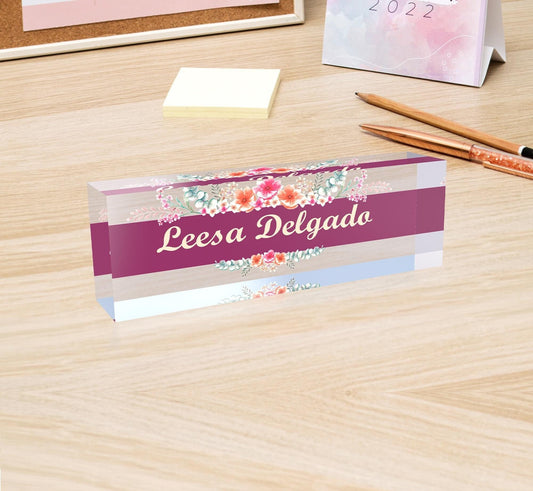 Custom Name Plate for Desk | Office Executive Nameplate | Personalized Gift | For Her | Acrylic Plaque | Teacher Gift | Custom Name Sign