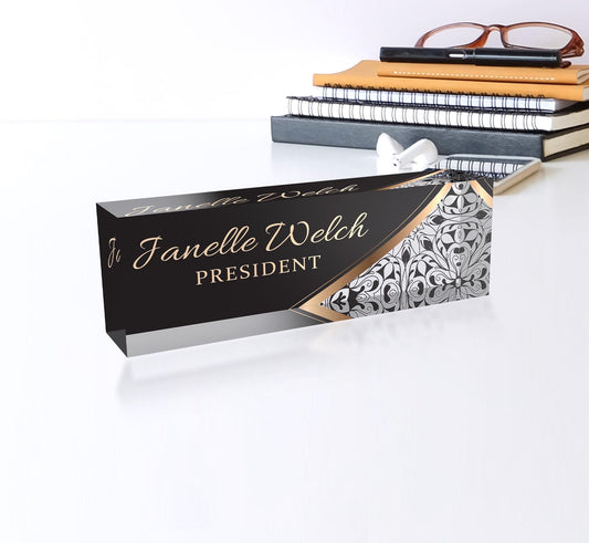 Name Desk Plate, Personalized Desk Plaque, Acrylic Name Plate for Desk, Custom Name Plate, Professional Gift, Graduation, New Job, Promotion