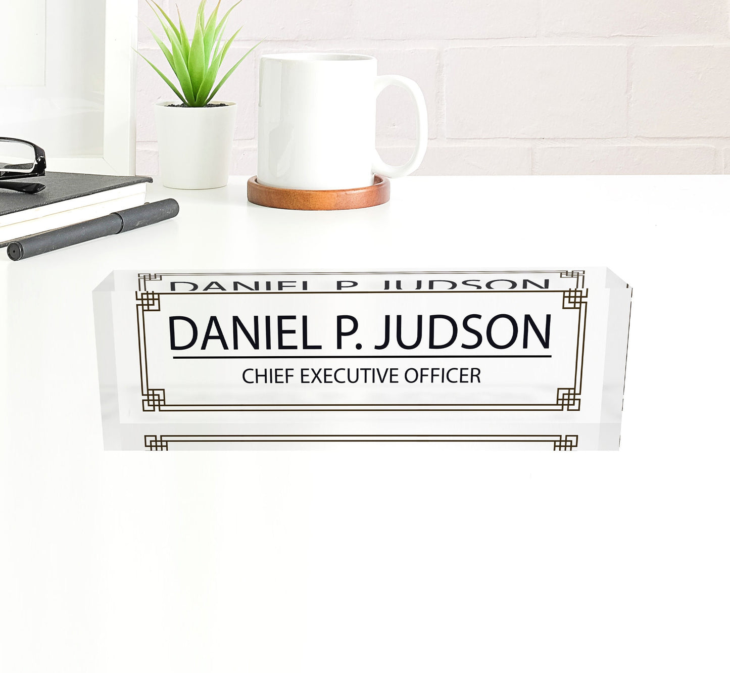 ARTBLOX | Custom Name Plates for Desk, Ideal Office Decoration for Men and Women, Clear Acrylic Desk Name Plate (8" x 2.5")