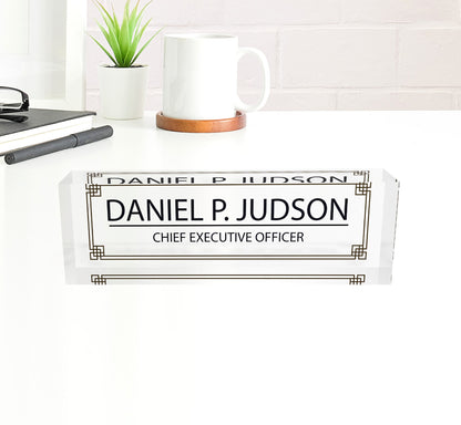 ARTBLOX | Custom Name Plates for Desk, Ideal Office Decoration for Men and Women, Clear Acrylic Desk Name Plate (8" x 2.5")