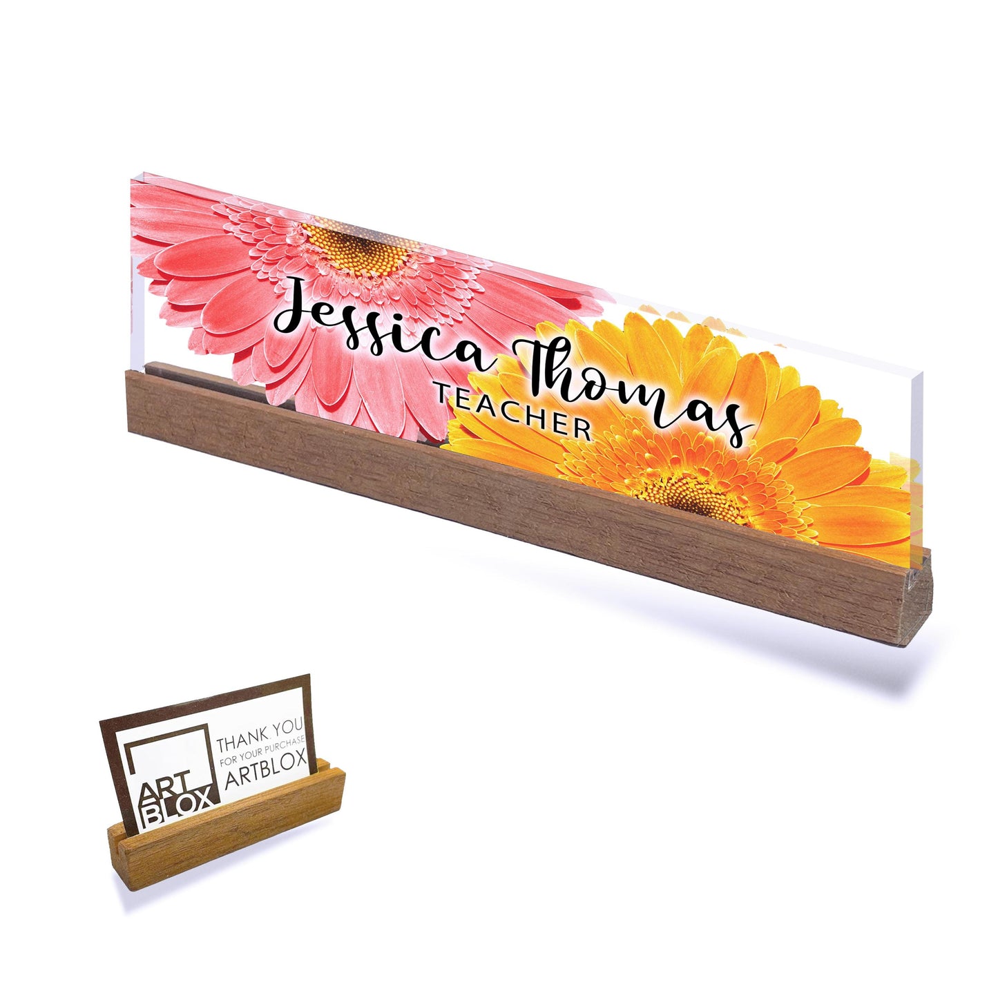 Floral Desk Name Plaque, Christmas Gift for Her, Personalized Name Sign, Name Plaque, Office Decor