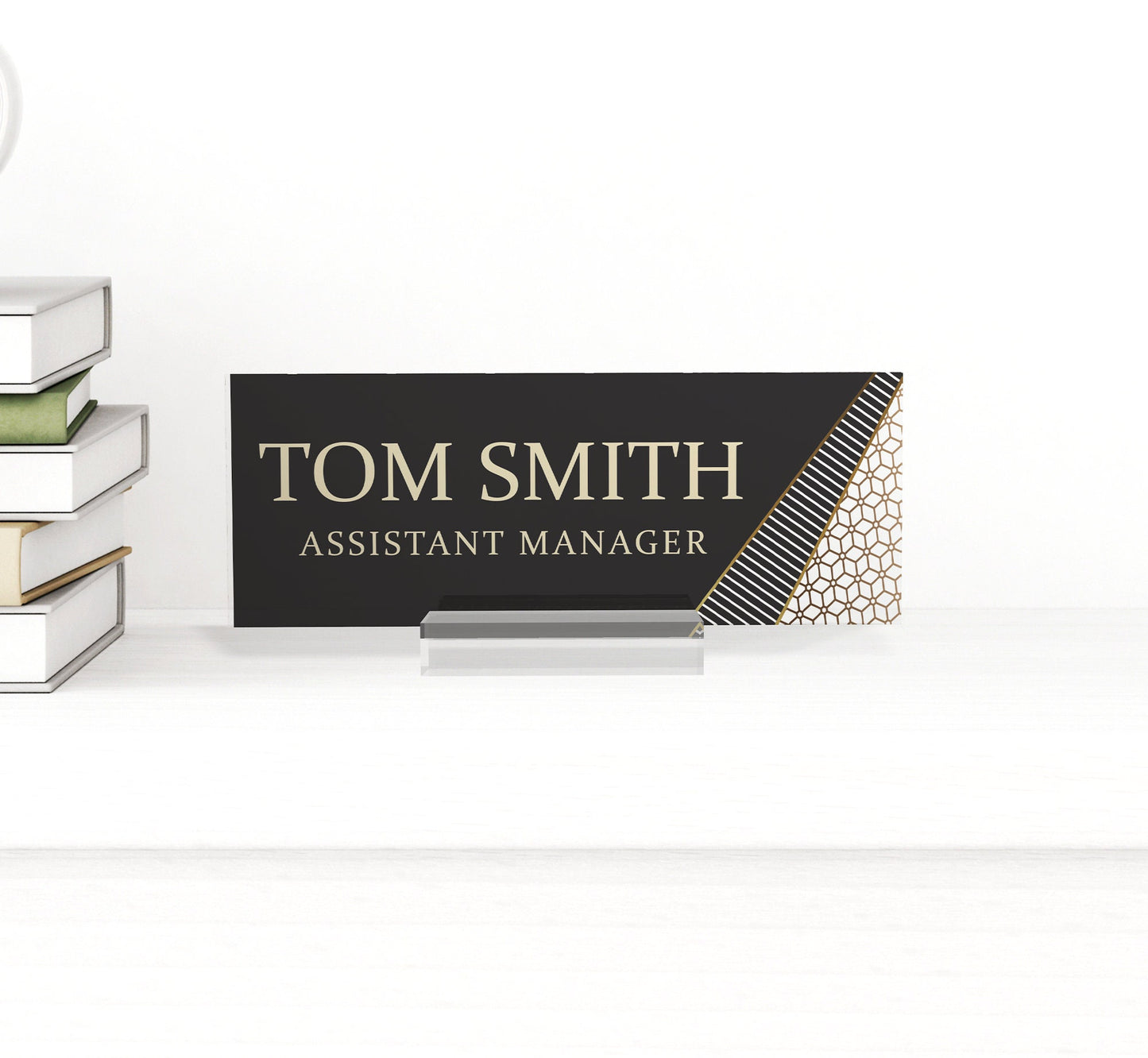 Custom Red Floral Desk Decor | Flower Office Sign | Office Gifts for Coworkers | White Flower Acrylic Nameplate | Orange Blossom Desk Decor